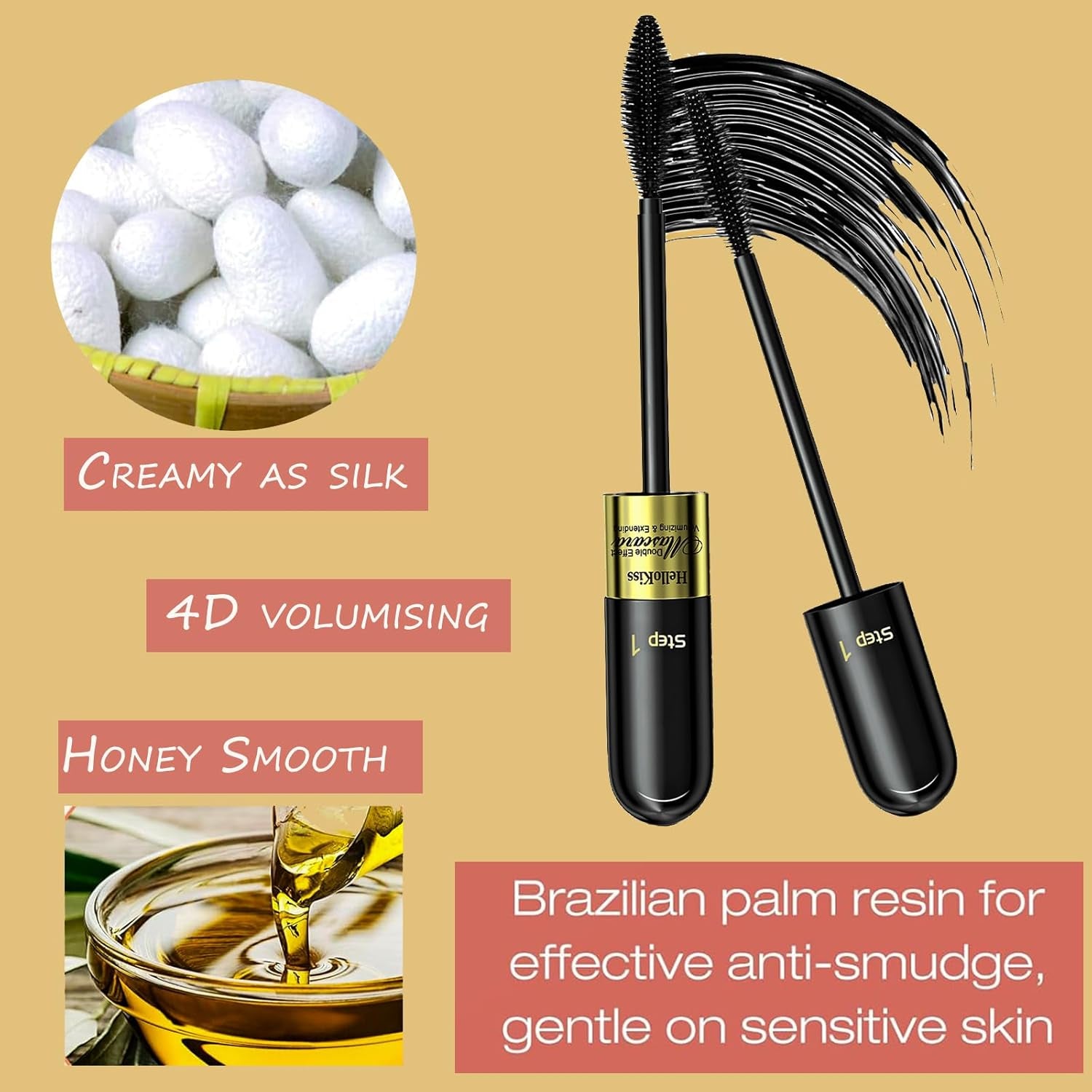 2PCS Mascara Makeup,Waterproof Mascara,Mascara Black Volume and Length Dual-Effect 4D Mascara 2-In-1 Slim Long Curl Thick and Non-Smudge-Proof Mascara, Thick Curl