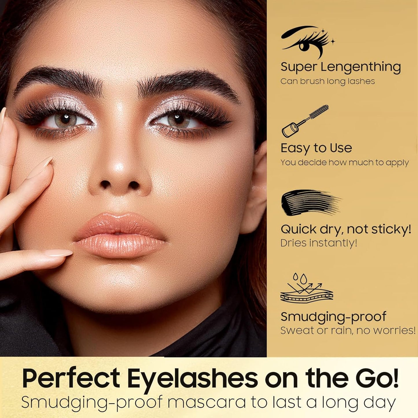 2PCS Mascara Makeup,Waterproof Mascara,Mascara Black Volume and Length Dual-Effect 4D Mascara 2-In-1 Slim Long Curl Thick and Non-Smudge-Proof Mascara, Thick Curl