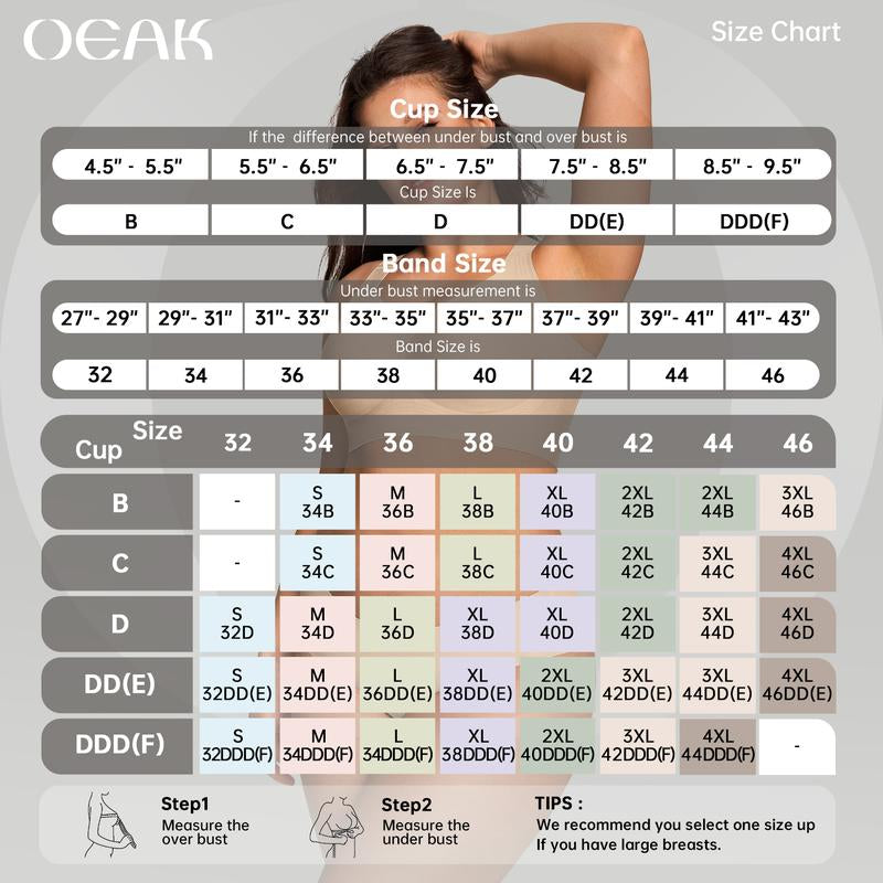 OEAK Women's Comfortable Wireless Padded Bras - Ultimate Full Coverage Support for Everyday Wear