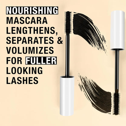 Healthy Definition Mascara, Eyelash Mascara Defines, Lifts, Curls, Lengthens & Volumizes Lashes, Dual-Sided Comb + Brush for Natural Application, Carbon Black, 0.27 Oz