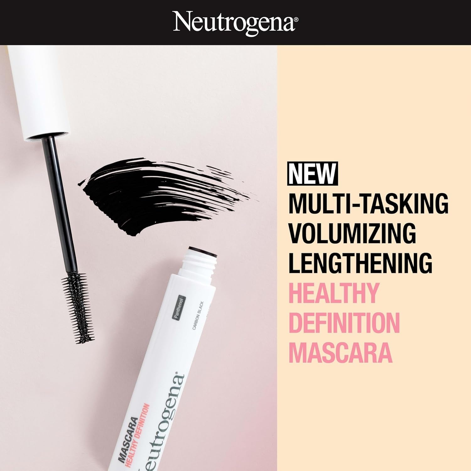 Healthy Definition Mascara, Eyelash Mascara Defines, Lifts, Curls, Lengthens & Volumizes Lashes, Dual-Sided Comb + Brush for Natural Application, Carbon Black, 0.27 Oz
