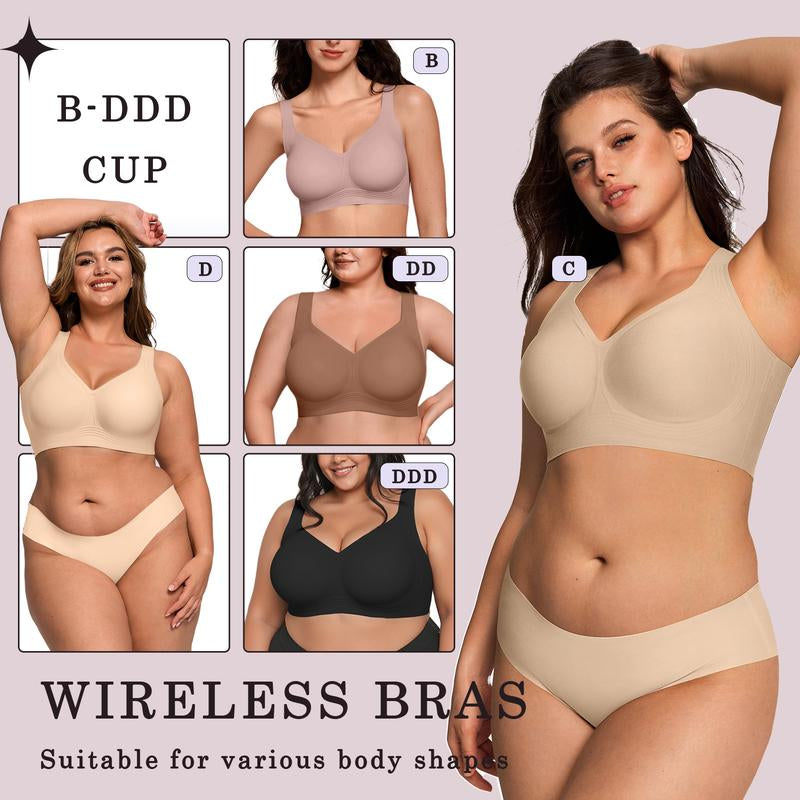 OEAK Women's Comfortable Wireless Padded Bras - Ultimate Full Coverage Support for Everyday Wear